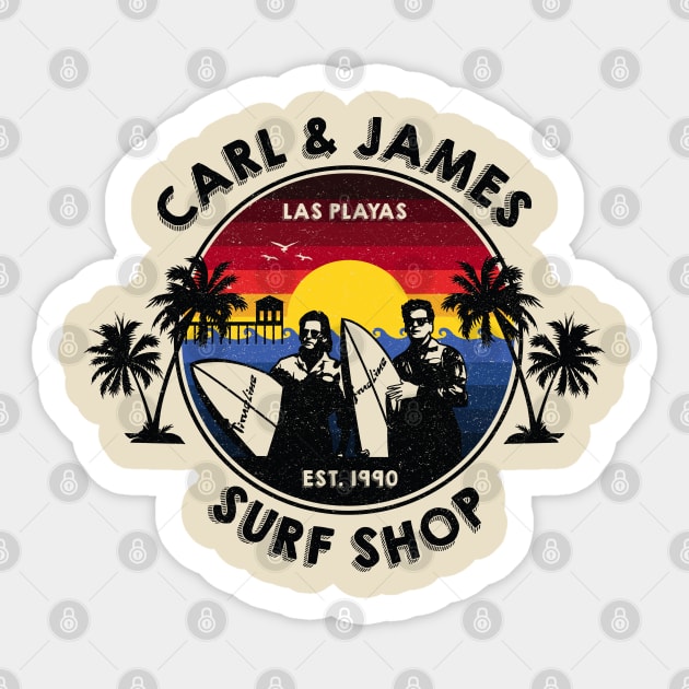 Carl James Surf Shop Men At Work Sticker TeePublic